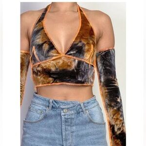 REHAB LAB VELOUR Sz L OFF SHOULDER TOP Sexy Halter